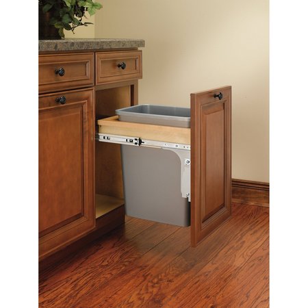Rev-A-Shelf Rev-A-Shelf Wood Top Mount Pull Out Single TrashWaste Container with Reduced Depth 4WCTM-1516DM-1